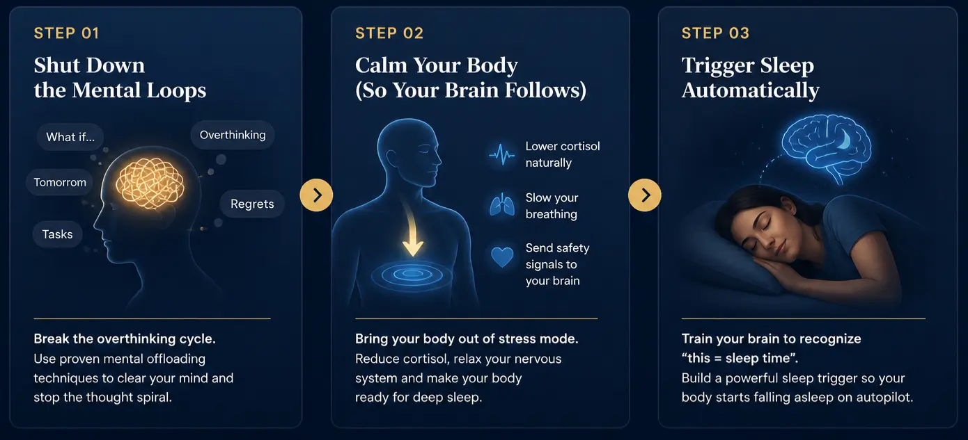3-Step Brain Shutdown Process illustration